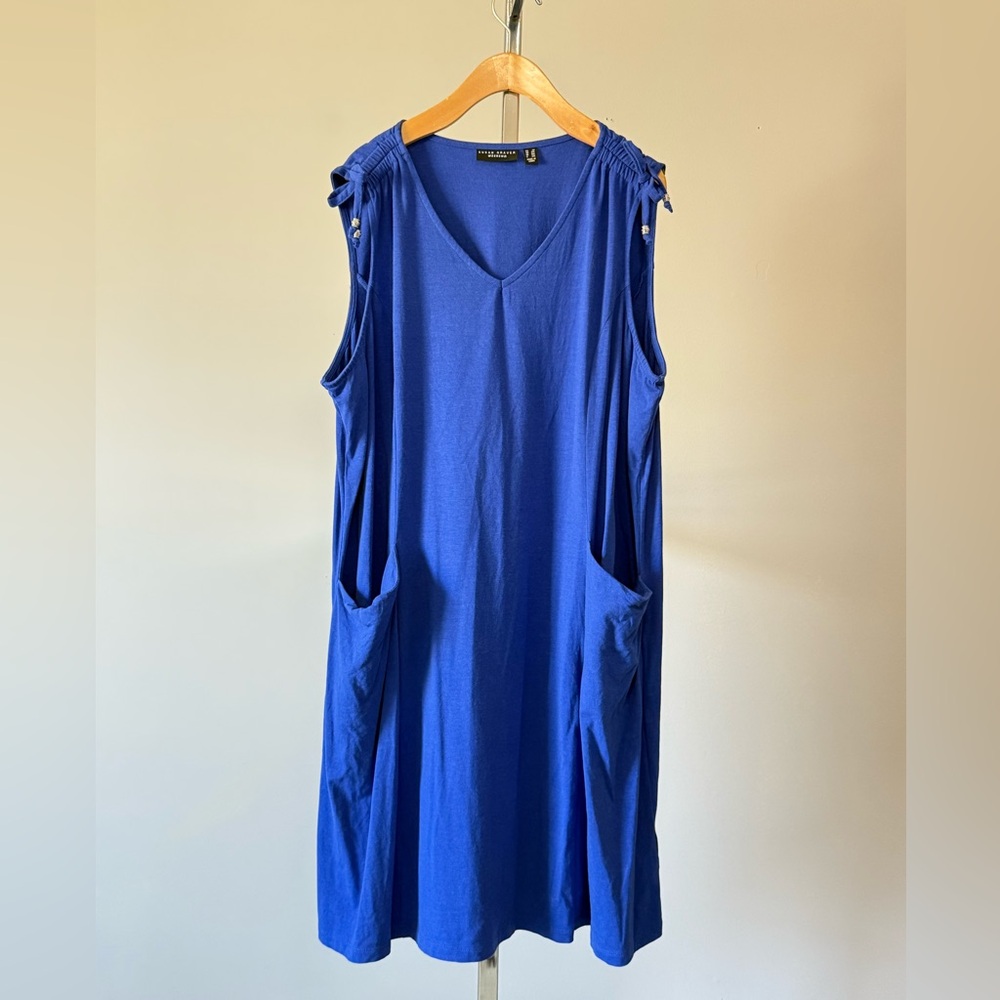 Susan Graver Weekend Cotton Modal V-Neck Dress with Pockets 2X